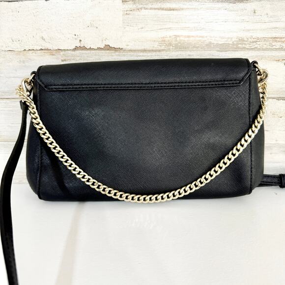 Kate Spade Black Leather Crossbody Hand Bag Chain Handle & Adjustable Strap - Picture 2 of 4